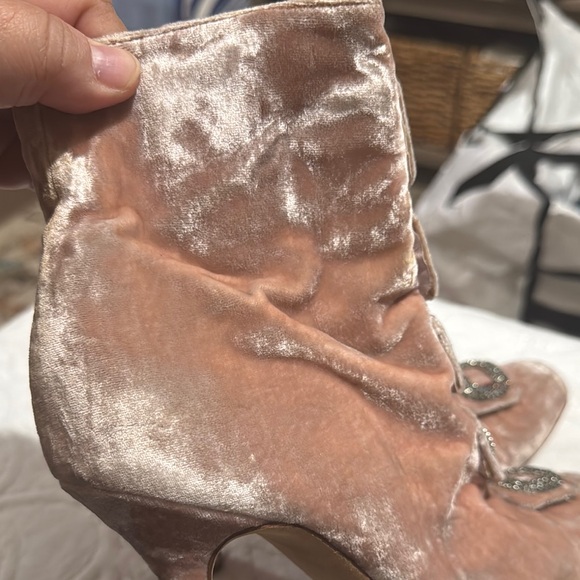 Manolo Velvet Embellished Ankle Boots - Picture 6 of 13